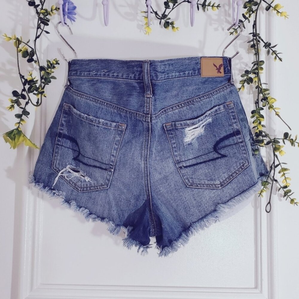 AEO Vintage Hi-Rise Festival Fringe Denim Shorts